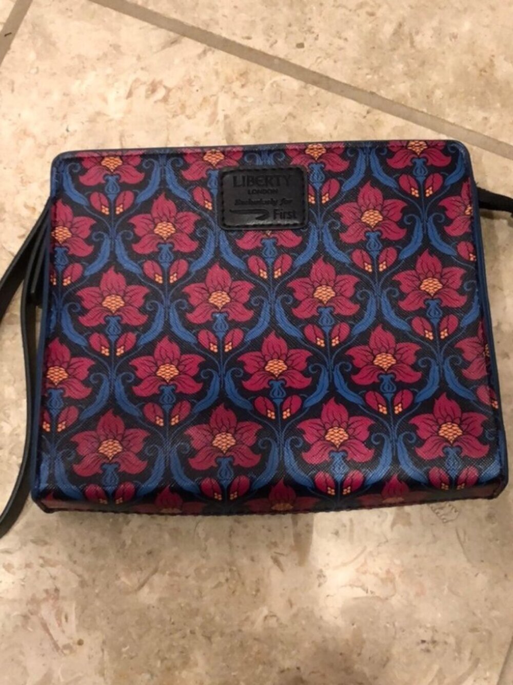 New Liberty London colorful floral square mini clutch wristlet toiletry handbag